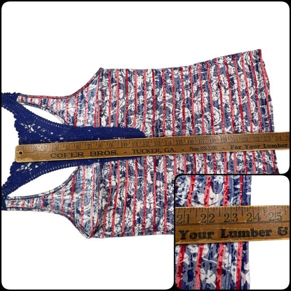 Bit & Bridle Burnout Tank Top Racerback Patriotic Red White & Blue Small - Picture 11 of 13